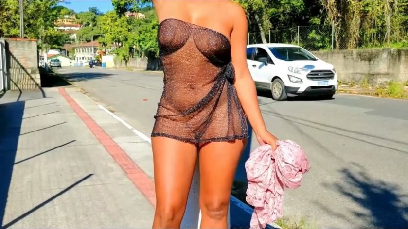 Poster for K3X Productions - Clips4Sale Girl - See Through Fabric Almost Naked Public - Public Nudity, Public Flashing, Nudity (Нагота)