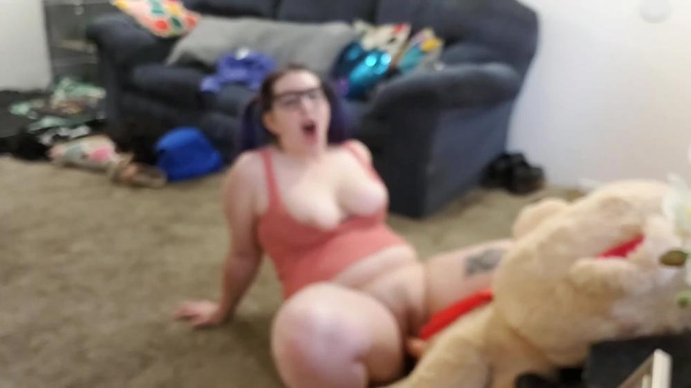 Poster for Manyvids Model - Desperate Nerdy Girl Fucks Her Teddy - Paige Steele - Desperation, Nerdy Girls, Bbw (Пейдж Стил)