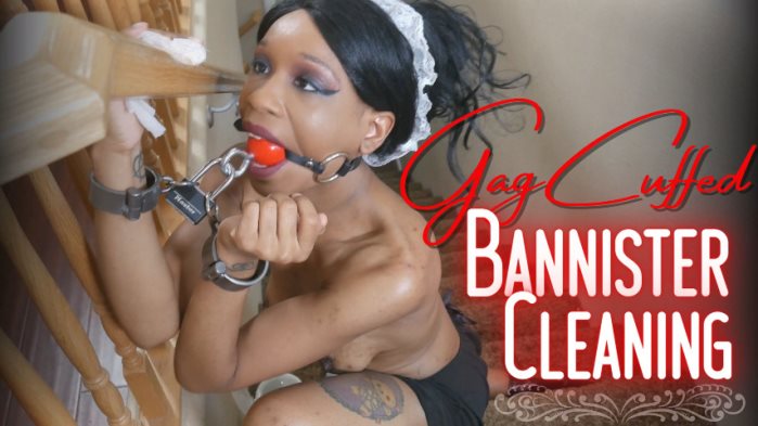 Poster for Gagcuffed Bannister Cleaning - Clips4Sale Star - Cupcake Sinclair - Femaletraining, Housecleaning (Кекс Синклер Женский Тренинг)