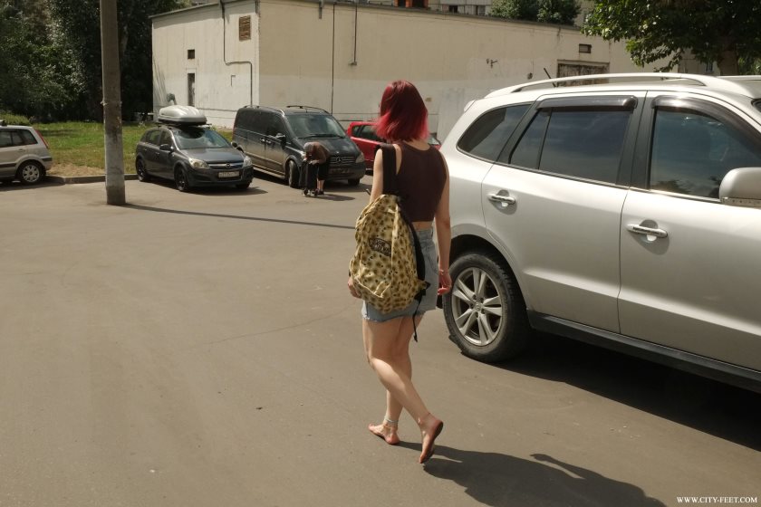 Poster for Clips4Sale Model - A Redhead In A Short Skirt. Part 1. - City Feet - Barefoot In City, Closeups (Городские Ноги Крупные Планы)