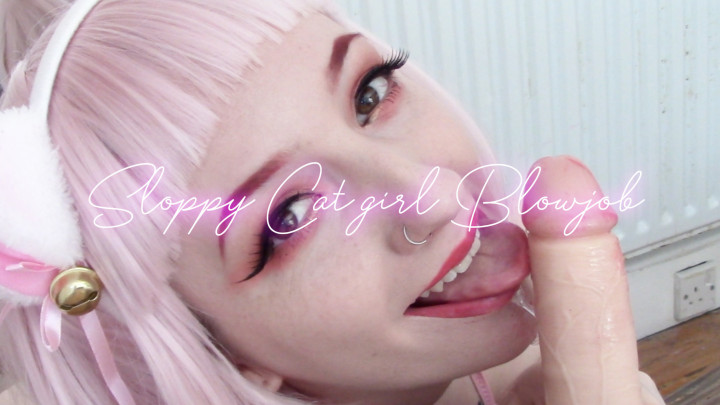 Poster for Sloppy Cat Girl Blowjob - Ellie Haze - Manyvids Star - Toys, Costume, Dildo Sucking (Элли Хейз Сосание Фаллоимитатора)