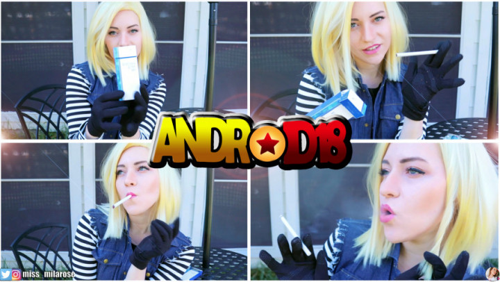 Poster for Android18'S Seductive Smoking - Manyvids Model - Missmilarose - Solo Female, Cosplay, Kink (Только Женщины)