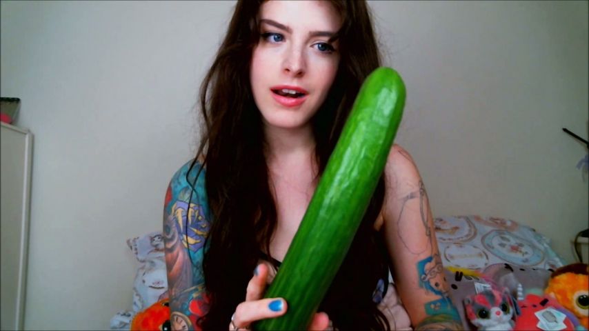 Poster for Manyvids Model - Horny Vegan Fucks Her Veggies - Cucumber - Molly Darling - Food Masturbation, Creamy, Solo Female (Молли Дарлинг Пищевая Мастурбация)