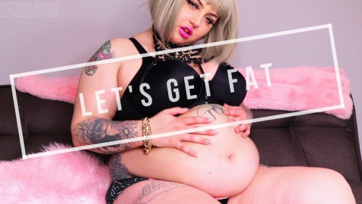 Poster for Mistressbijoux Lets Get Fat - Mistressbijoux - Manyvids Model - Bbw, Gaining Weight, Fat (Жир)