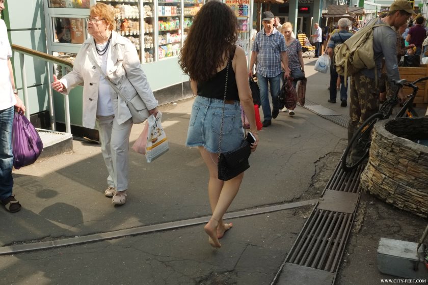 Poster for Nina - A Barefoot Brunette In A Mini Skirt. Part 3. - City Feet - Barefoot In City, Barefoot Shopping, Closeups (Городские Ноги Босиком По Городу)