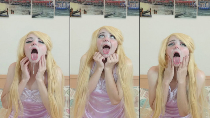 Poster for Lil Cosplay Slut - Rapunzel Cosplay: Ahegaoface - Jun 27, 2020 - Manyvids Star - Long Hair, Eye Crossing (Лил Косплей Шлюха Длинные Волосы)