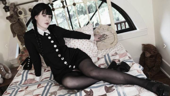 Poster for Madamebeatrix - Manyvids Girl - Wednesday Addams Film - Cosplay, Tights Fetish, Goth (Мадам Беатрикс Фетиш В Колготках)