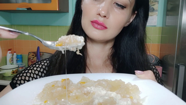 Poster for Manyvids Model - Blackmail With Disgust Food Meat Jelly Cook - Juliacrown - Blackmailfantasy, Feeding, Food (Шантажфэнтези)