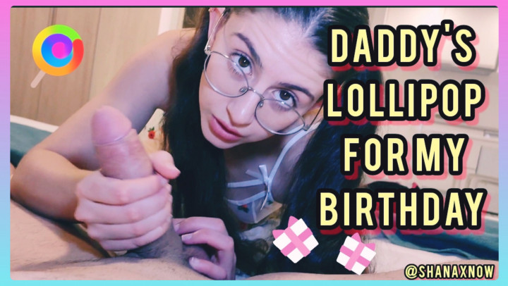 Poster for Manyvids Star - Daddy'S Lollipop For My 18Yo Birthday - Alfxnow - Brunette, Blowjob, Daddy Roleplay (Минет)