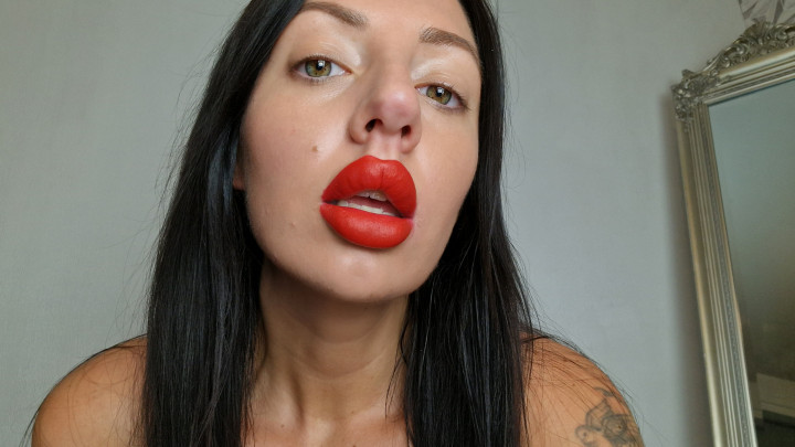 Poster for Obey My Big Red Lips - Tattooed Temptress - Manyvids Model - Spit Fetish, Lipstick Fetish, Femdom (Татуированная Соблазнительница Фетиш Слюны)