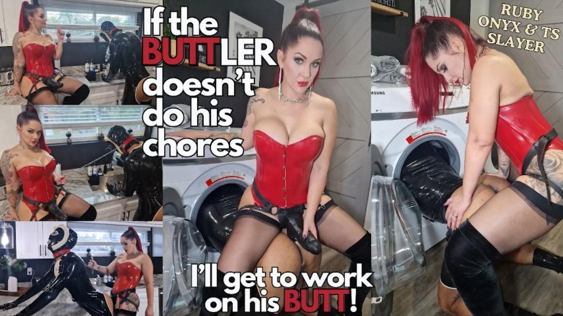 Poster for Manyvids Girl - Ruby_Onyx - If Buttler Doesn'T Do His Chores - Pegging, Slavetraining, Analplay (Пеггинг)