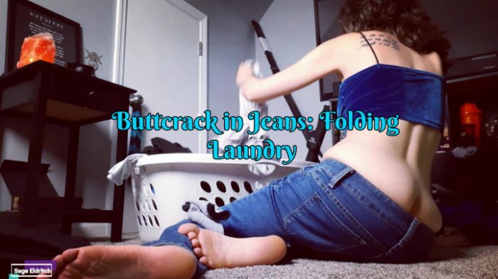 Poster for Clips4Sale Star - Sage Eldritch - Buttcrack In Jeans: Folding Laundry - Housecleaning, Barefoot, Buttcrack (Мудрец Элдрич Уборка Дома)