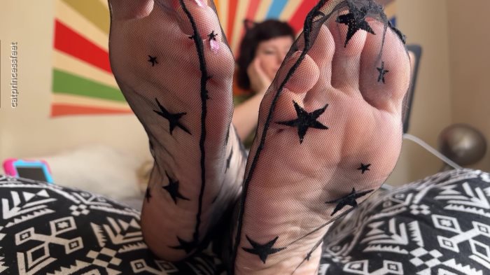 Poster for Happy Milf Singing Dancing, Nylon Sock And Soles Foot Tease, Long French Tip Toenails - Clips4Sale Production - Catprincessfeet - Highly Arched Feet, Socks (Носки)