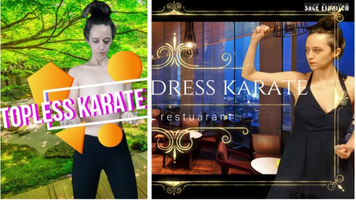 Poster for Clips4Sale Star - Sage Eldritch - Topless & Cocktail Dress Karate Part #1 & Part #2 - Femalefighting, Mixedfighting (Мудрец Элдрич)