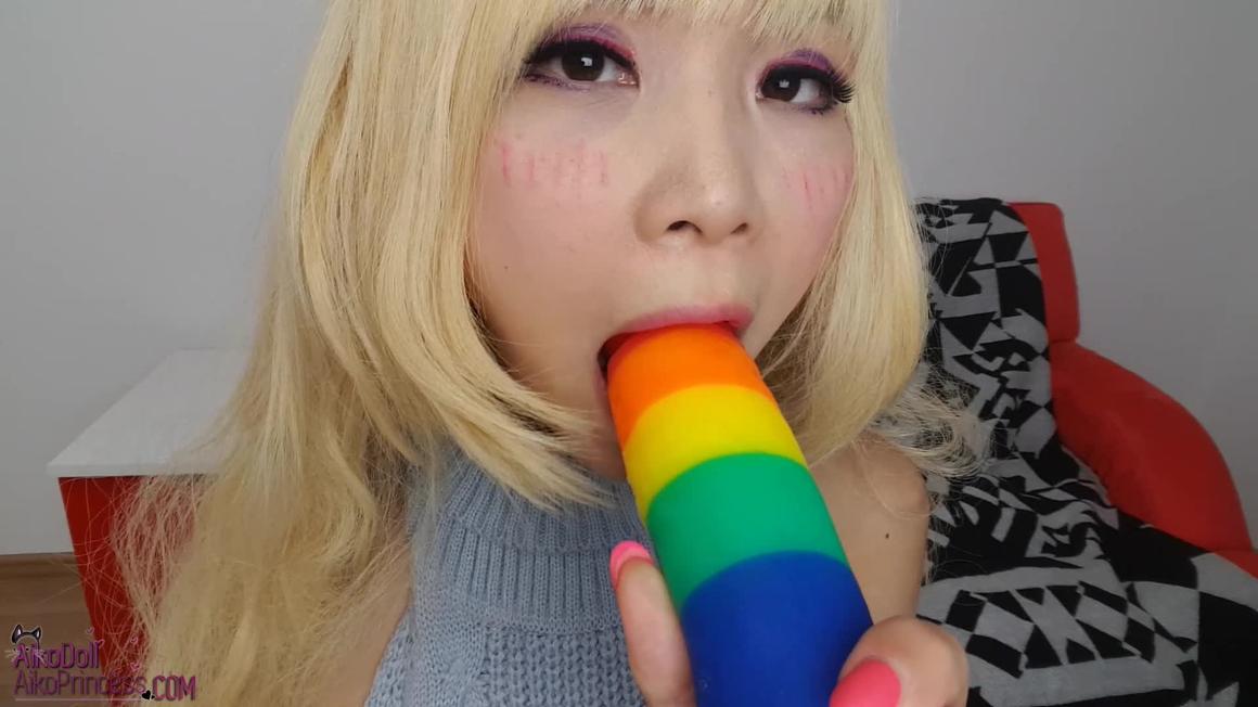 Poster for Aiko Moe - Virgin Killer Kawaii Blond Rainbow Cum - August 16, 2017 - Manyvids Star - Riding, Asian, Ass To Mouth (Айко Мо Верховая Езда)