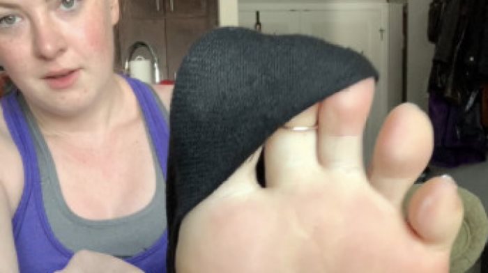 Poster for Sweaty Black Sock Strip - Clips4Sale Girl - Freckled Feet - Sfw, Socksmelling (Веснушчатые Ноги Солодование В Носках)