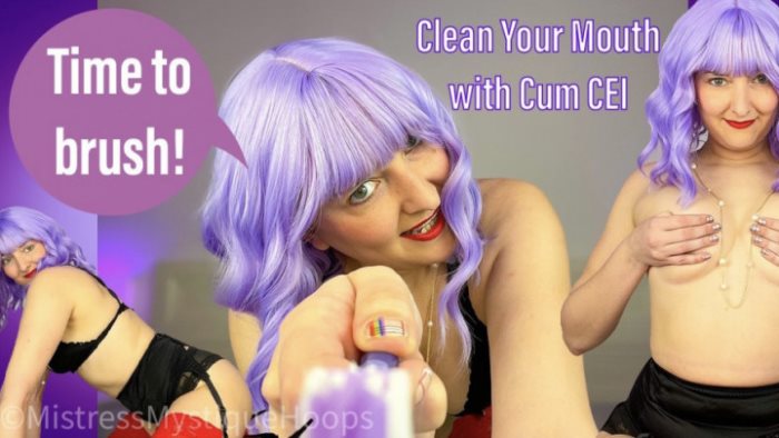 Poster for Mistressmystique - Clips4Sale Production - Clean Your Mouth With Cum Cei - Humiliation, Cumeatinginstruction, Femaledomination (Унижение)