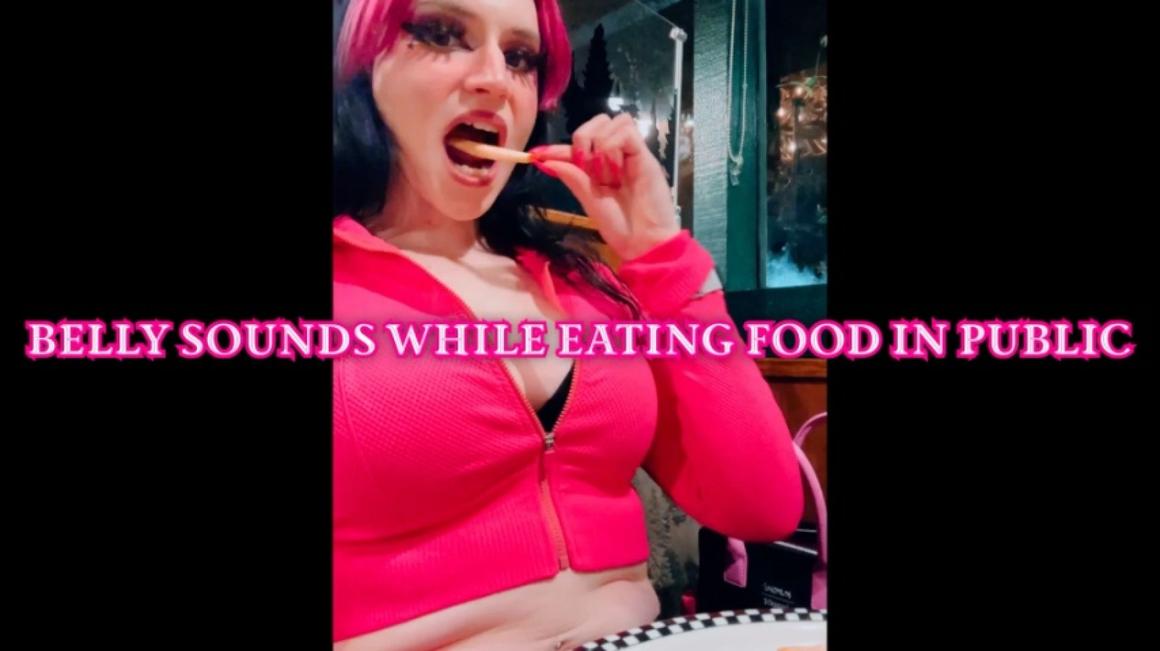 Poster for Belly Sounds While Eating Food In Public - Starry Yume - Manyvids Star - Belly Fetish, Belly Sounds (Звездная Юмэ Фетиш Живота)