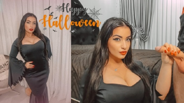 Poster for Morticia Addams Blowjob Pussy Fucking - October 21, 2020 - Emanuelly Raquel - Manyvids Model - Halloween, Cosplay, Character Design (Эмануэли Ракель Косплей)