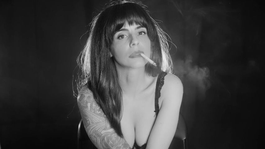 Poster for Smoking In Black Lingerie - Dani Lynn - Manyvids Girl - Smoking, Sfw, Lipstick (Дэни Линн Курение)