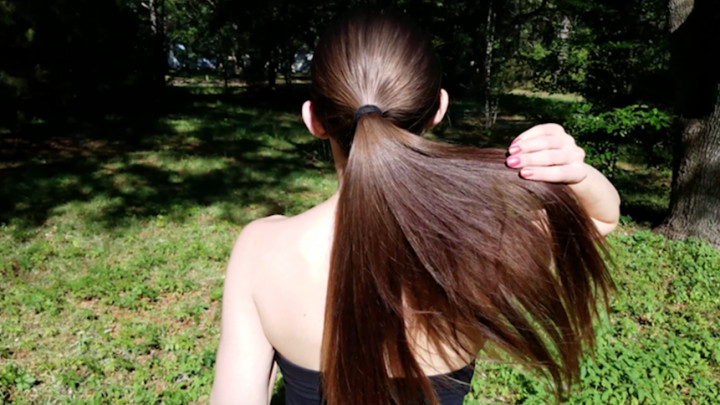 Poster for Manyvids Model - Katy Faery - Long Hair Ponytail Custom #4 - Brunette, Pov (Кэти Фэйри)