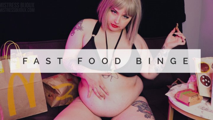 Poster for Manyvids Girl - Mistressbijoux Fast Food Binge - Mistressbijoux - Belly Fetish, Fat, Gaining Weight (Набор Веса)