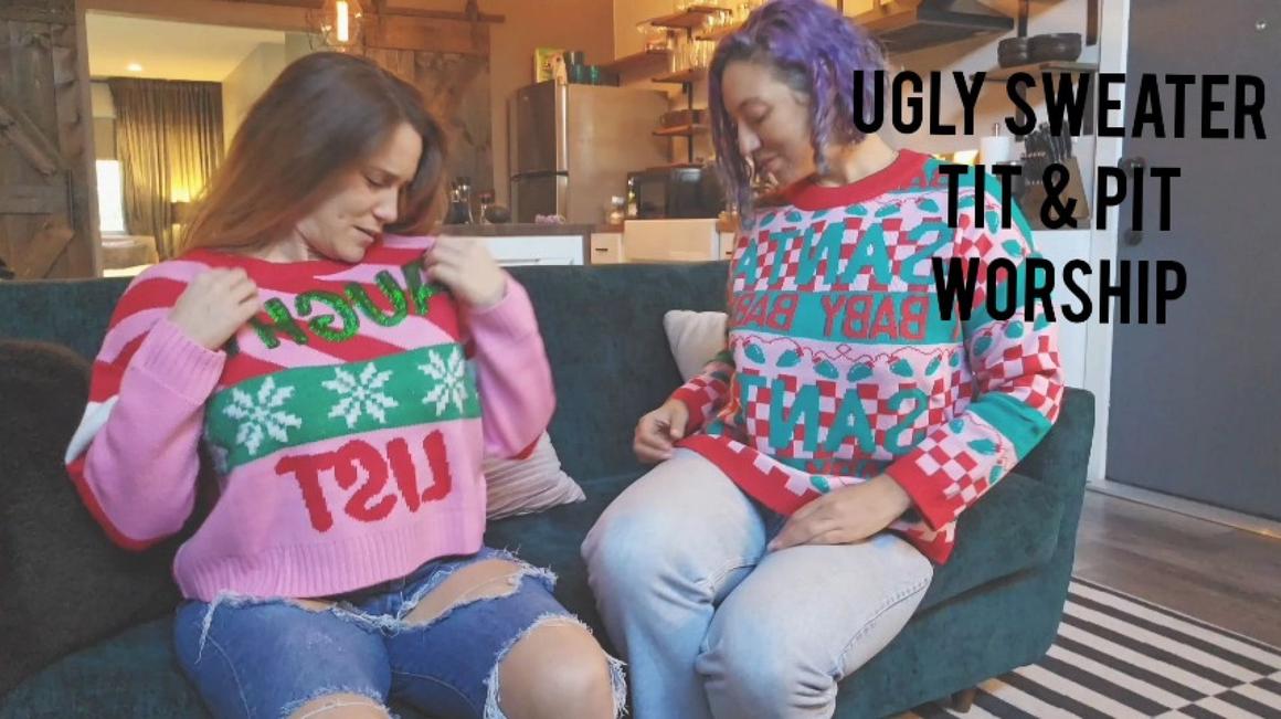 Poster for Manyvids Star - Aderes Quin - Ugly Sweater Tit & Pit Worship With Giantess Cleo - Armpits, Girlgirl (Адерес Куин Подмышки)