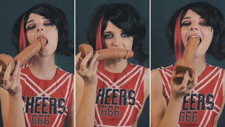 Poster for Manyvids Model - Lil Cosplay Slut - Emo Cheerleader - Dildo Blowjob - Mar 31, 2023 - Emo, Face Fucking (Лил Косплей Шлюха Трахаться Лицом)