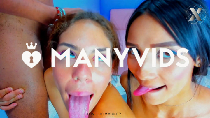 Poster for Manyvids Star - Xlivestudio - Omg! Little Sisters Share Boyfriendscock - Latina, Deepthroat, Blowjob (Латина)