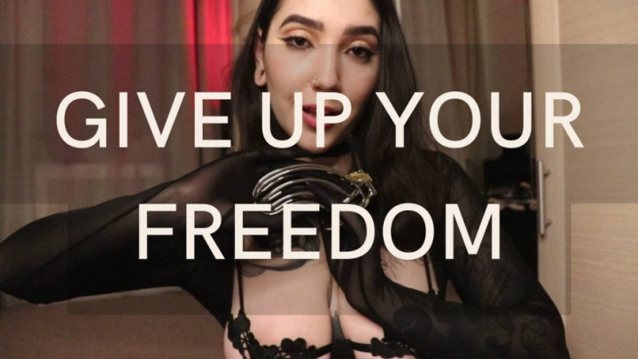 Poster for Give Up Your Freedom - Manyvids Girl - Devillishgoddess - Femaledomination, Bigboobs, Keyholdingandchastity