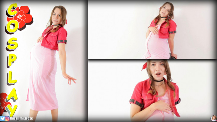 Poster for Missmilarose - Manyvids Model - Pregnant Aerith Gives Joi Ii - Cosplay, Jerk Off Instruction (Инструкция По Дрочке)