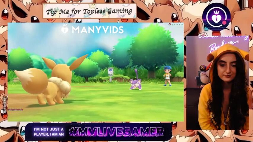 Poster for Manyvids Model - Littlebunnyb - Playing Let'S Go Eevee! 2 - Oct 21, 2022 - Gamer, Pokemon, Sexy Gamer (Покемон)