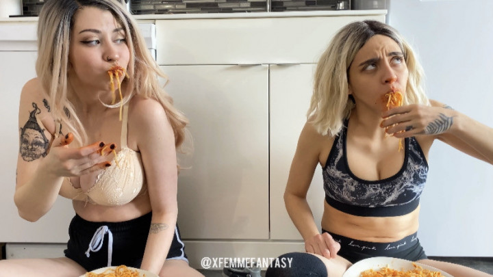 Poster for Eating Until We Can'T Anymore - August 15, 2022 - Femme Fantasy - Manyvids Model - Sfw, Stomach Growling, Food Stuffing (Женщина-Фантазия Пищевая Начинка)