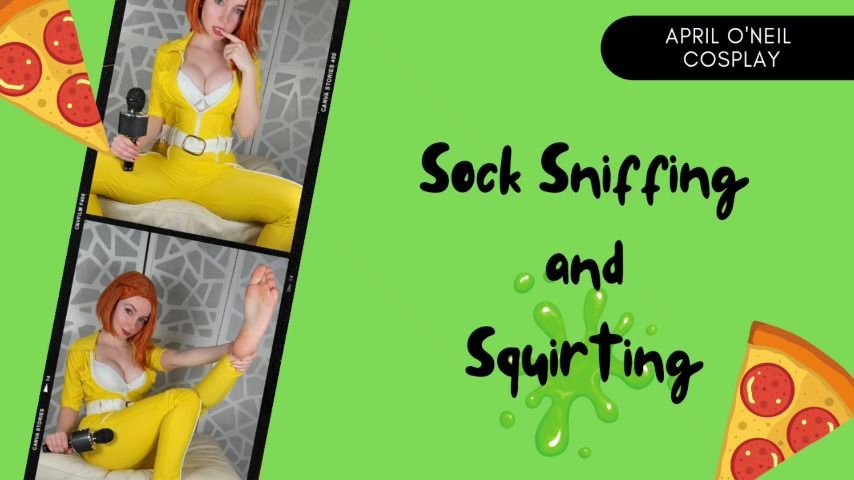 Poster for Thetinyfeettreat - April O'Neil - Sock Sniff And Squirt - April 04, 2022 - Manyvids Star - Cosplay, Feet (Косплей)