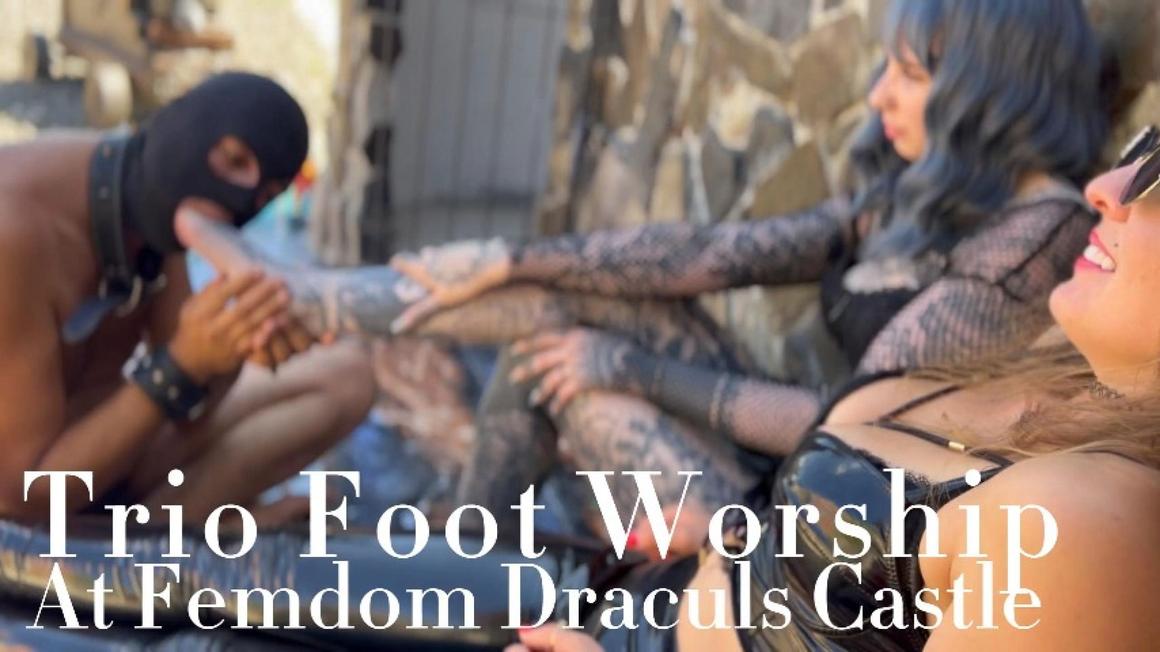 Poster for Blazed Brat - Manyvids Model - Trio Foot Worship At Dracula Femdom Castle - Double Domination, Foot Licking, Foot Fetish (Блейз Брат Двойное Доминирование)