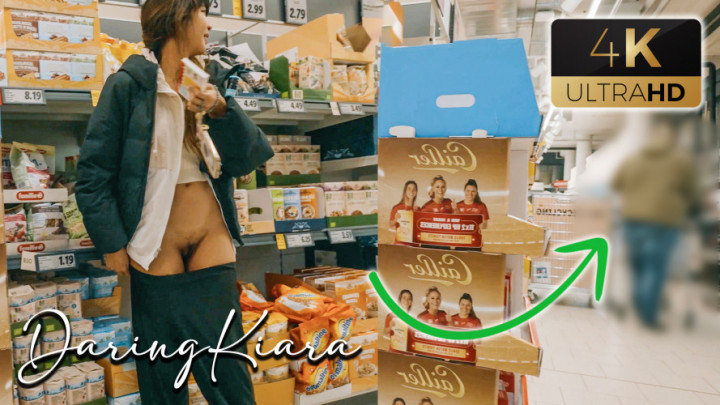 Poster for Manyvids Model - Daring Kiara - Public Embarrassing Pantsing In Supermarket - July 30, 2023 - Embarrassed Naked Female, Public Nudity (Дерзкая Киара Публичная Нагота)