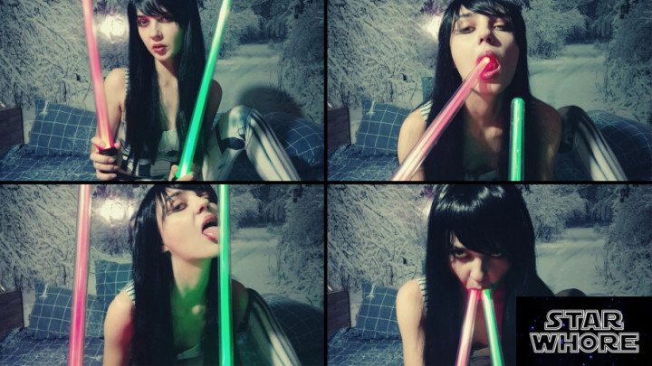 Poster for Star Whore - Jedi Swords - Dec 23, 2019 - Manyvids Model - Lil Cosplay Slut - Face Fucking, Cosplay (Лил Косплей Шлюха Косплей)