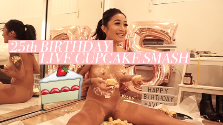 Poster for 25Th Birthday Cupcake Smash - Avery Black - Manyvids Model - Allnatural, Asiangoddess, Foodandobjectcrush (Эйвери Блэк Полностью Натуральный)