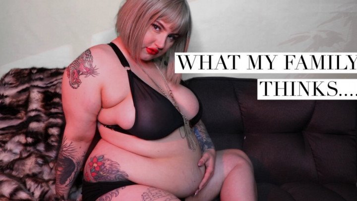 Poster for Mistressbijoux What My Family Thinks - Manyvids Girl - Mistressbijoux - Gaining Weight, Feeder/Feedee, Curvy (Набор Веса)