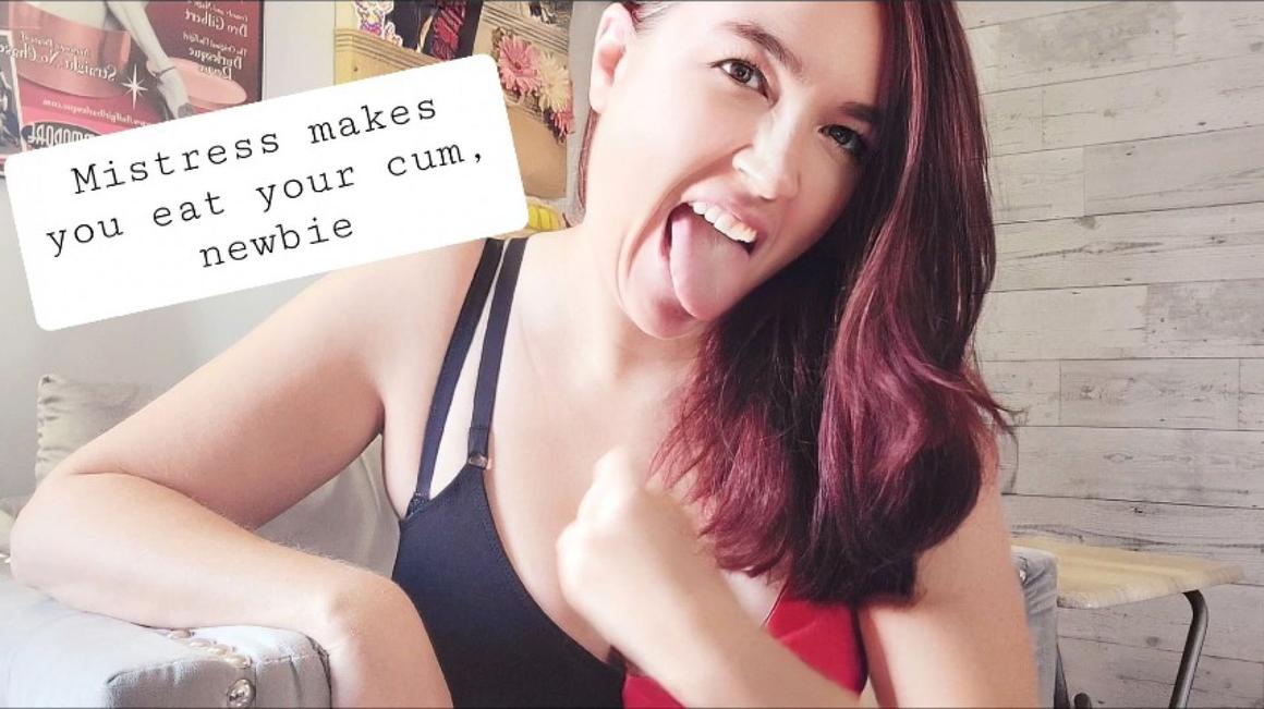 Poster for Manyvids Girl - Mistress Makes You Eat Your Cum, Newbie - Alleriamystic - Femdom Pov, Slave Training (Обучение Рабов)