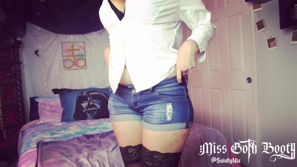 Poster for Manyvids Model - Ballbusting Girlfriend - Missgothbooty - Gfe, Short Shorts, Ballbusting (Бейсджампинг)