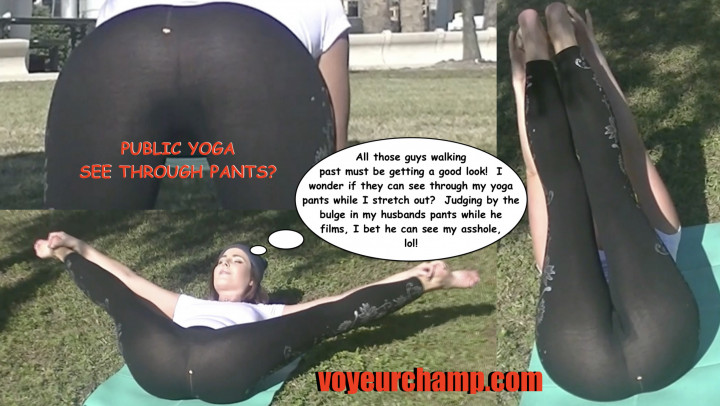 Poster for Helenas Cock Quest - My Husband Films Me Bare Feet Public See-Thru Yoga Pants - Manyvids Model - Yoga Pants, Stretching (Штаны Для Йоги)