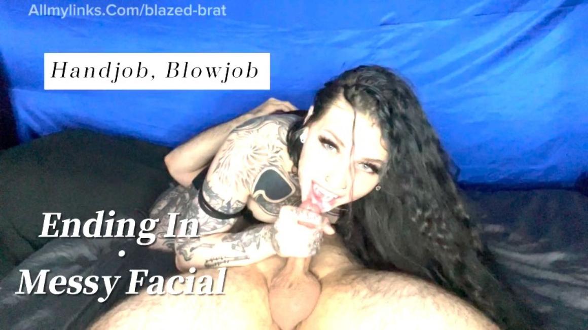 Poster for Hj, Bj Ending In Messy Facial - Blazed Brat - Manyvids Star - Facials, Blowjob, Handjobs (Блейз Брат Уход За Лицом)