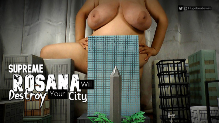 Poster for Supreme Rosana Will Destroy Your City - May 26, 2023 - Hugeboobswife - Manyvids Model - Big Tits, Growth Fetish (Большие Сиськи)