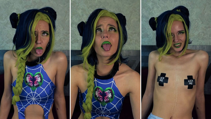 Poster for Jojo'S Bizarre - Jolyne Cujoh Silly Ahegao Face - Jun 17, 2023 - Manyvids Girl - Lil Cosplay Slut - Silly Faces, Eye Crossing (Лил Косплей Шлюха Глупые Лица)