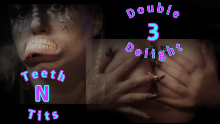 Poster for Goddesszora - Manyvids Model - Goddesszora Double Delight 3 Teeth N Tits - Teeth, Mouth Fetish, Big Boobs (Богинязора Фетиш Рта)