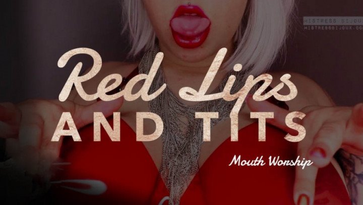 Poster for Mistressbijoux - Mistressbijoux Red Lips And Tits - Manyvids Model - Mouth Fetish, Throat Fetish (Фетиш Рта)