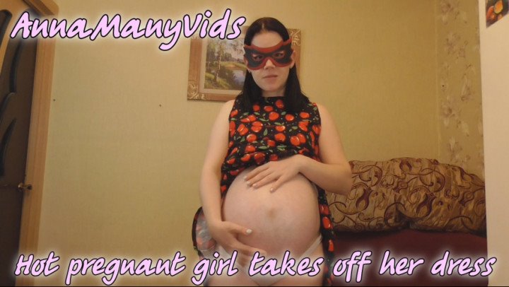 Poster for Annamanyvids Hot Pregnant Girl Takes Off Her Dress - Annamanyvids - Manyvids Girl - Amateur, Softcore, Pregnant